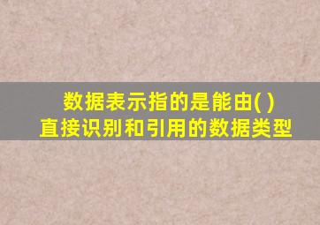 数据表示指的是能由( )直接识别和引用的数据类型